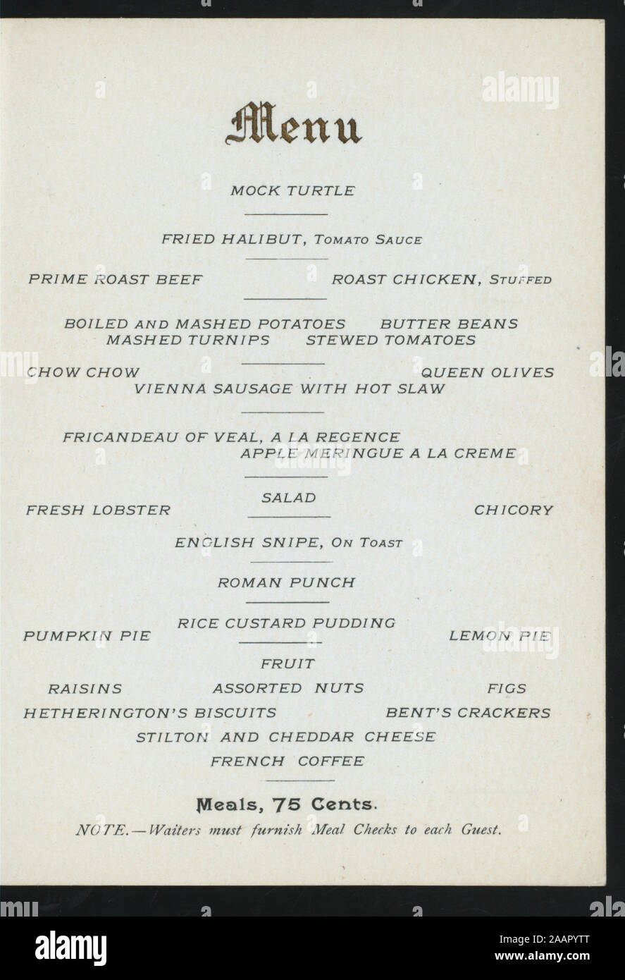 DINING CAR SERVICE (DINNER) (held by) CANADIAN PACIFIC RAILWAY (at