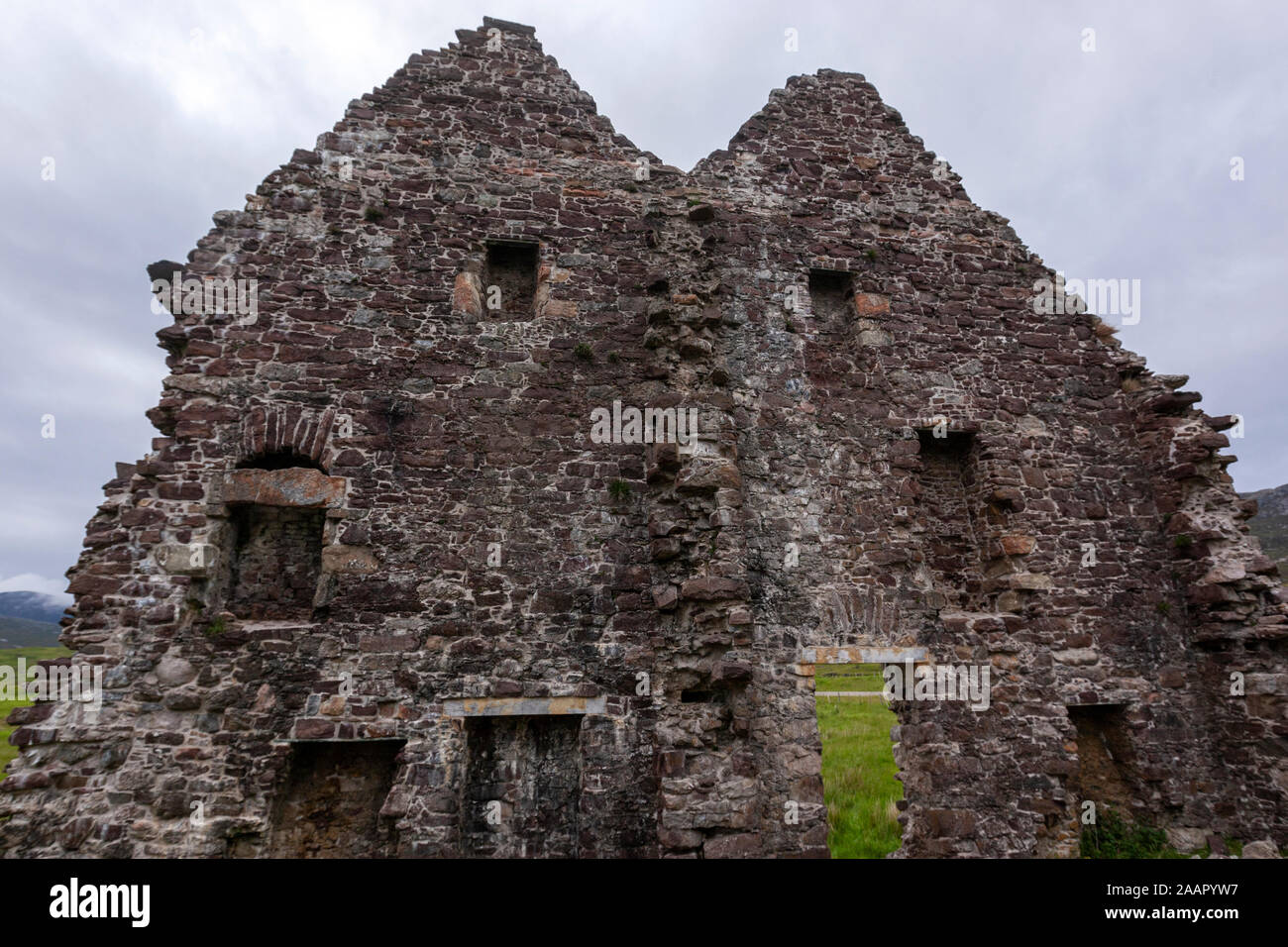 Ruined house near Ardvreck Castle, Loch Assynt in Sutherland, Scotland