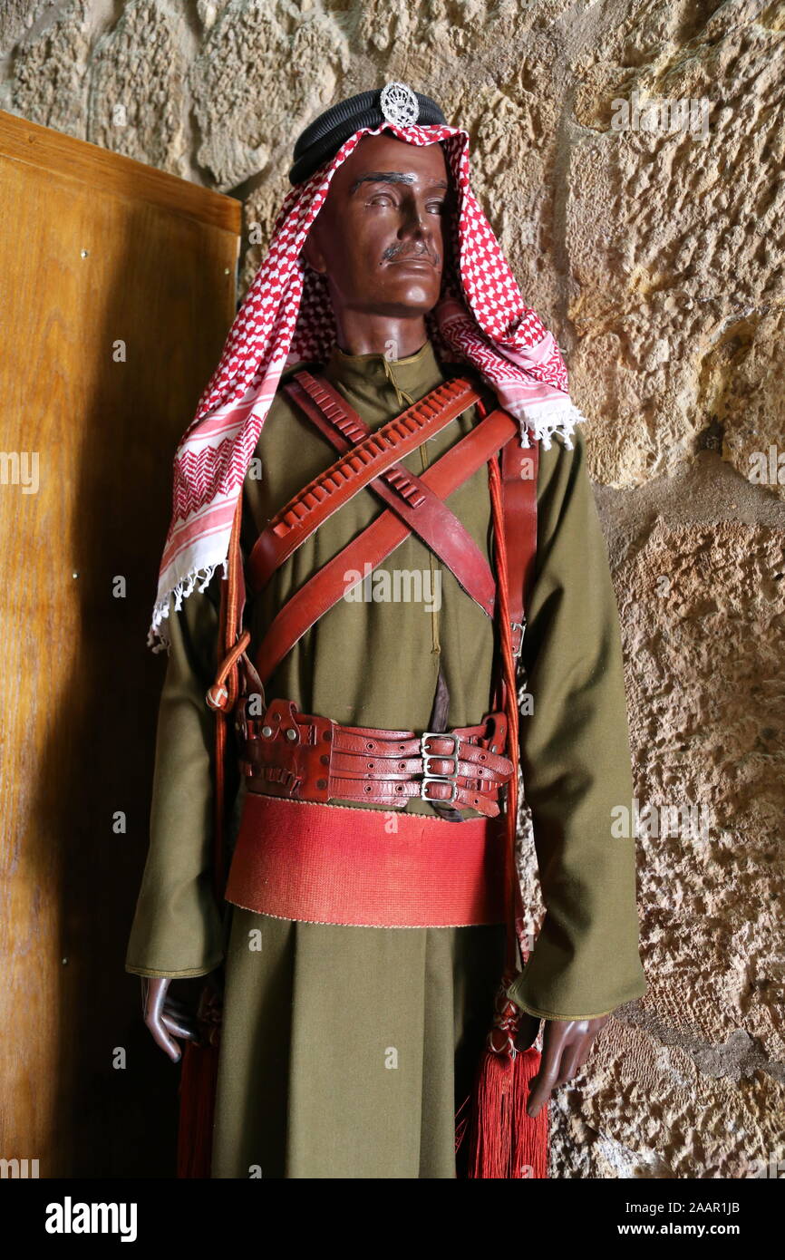 Desert Patrol uniform, Jordan Museum of Popular Traditions, Roman Theatre, Al Hashemi Street, Amman, Jordan, Middle East Stock Photo
