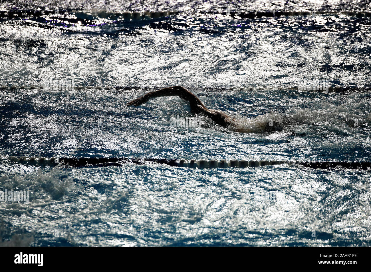 A general view of a swimmers arm during day one of the International