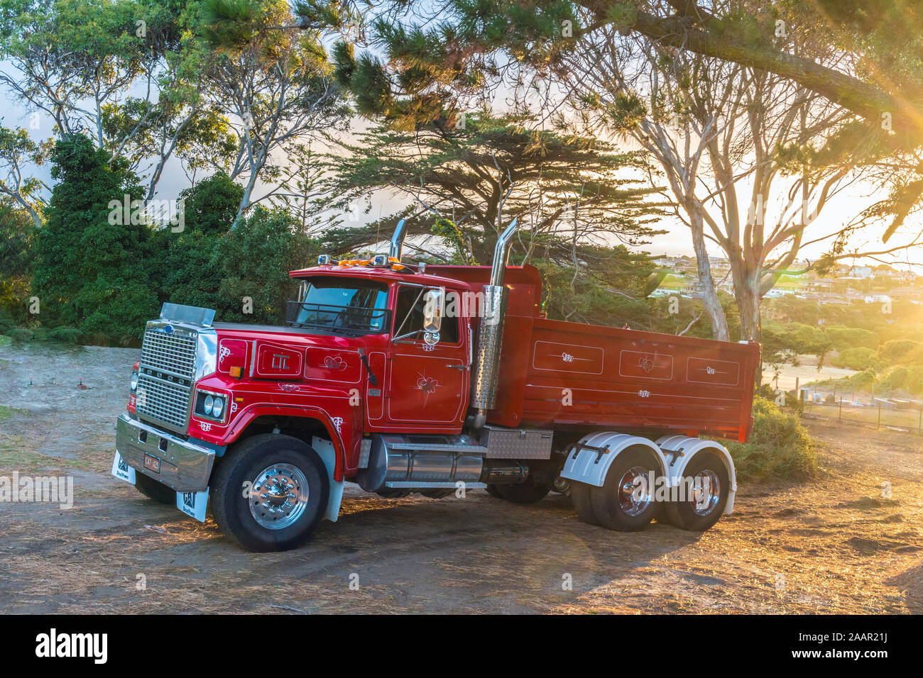 Big red truck hires stock photography and images Alamy