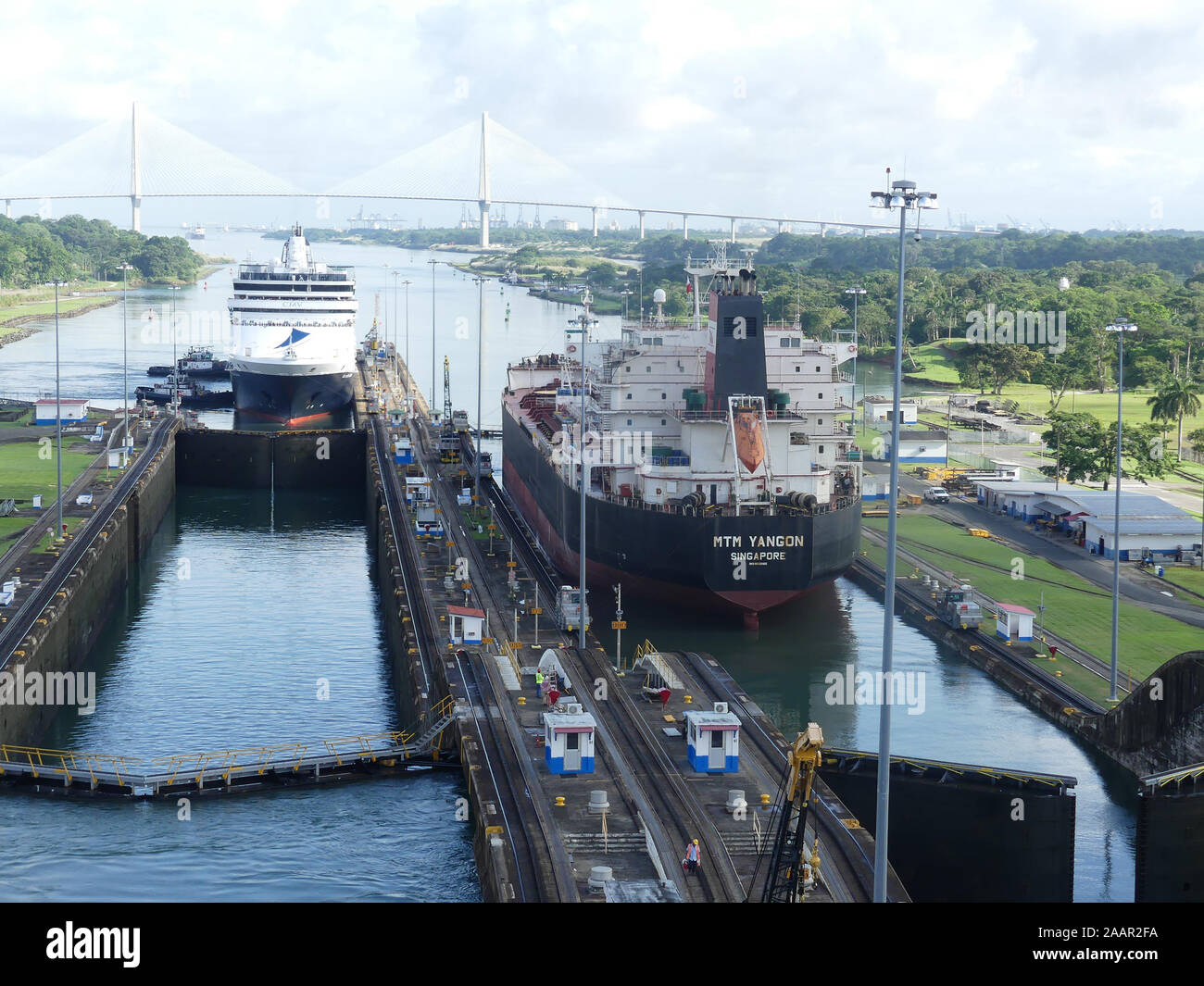 PANAMA CANAL Looking east though the Miraflores Locks.     Photo: Tony Gale Stock Photo