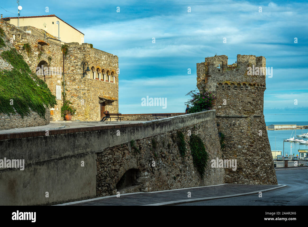 The Belvedere turret that surrounding the old village of Termoli Stock Photo