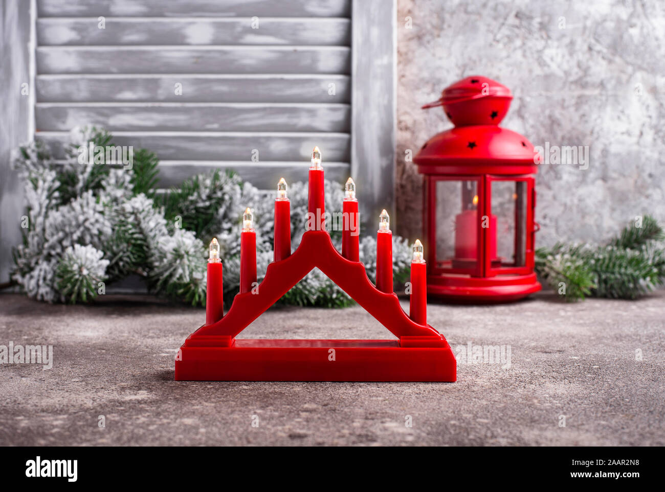 Traditional Swedish candlestick with seven candles Stock Photo Alamy