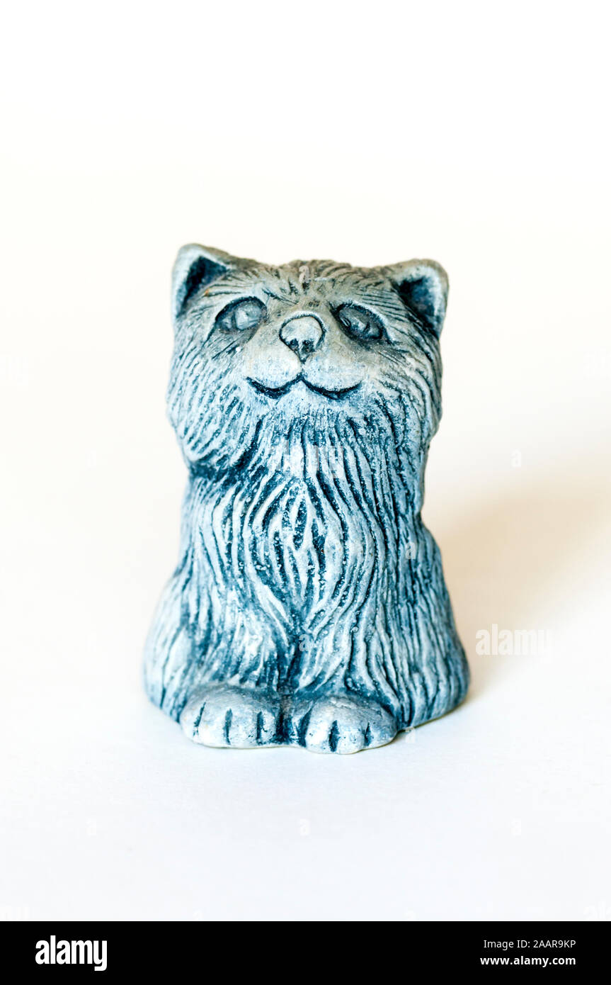 A small souvenir cat sculpture made with volcanic ash from the Mt. St. Helen's 1980 eruption in Washington on the west coast of the United States. Stock Photo