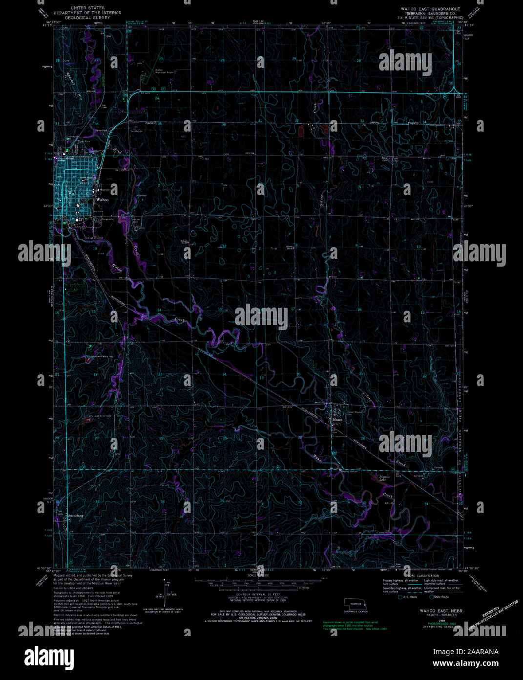 Map of wahoo nebraska hires stock photography and images Alamy