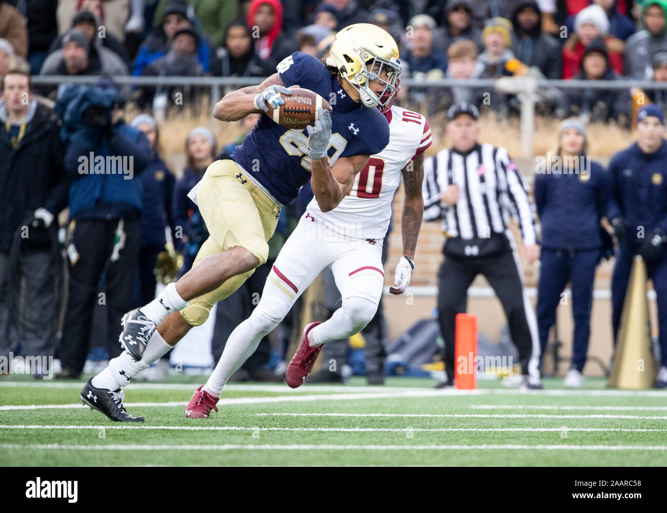 South Bend, Indiana, USA. 23rd Nov, 2019. Notre Dame wide receiver