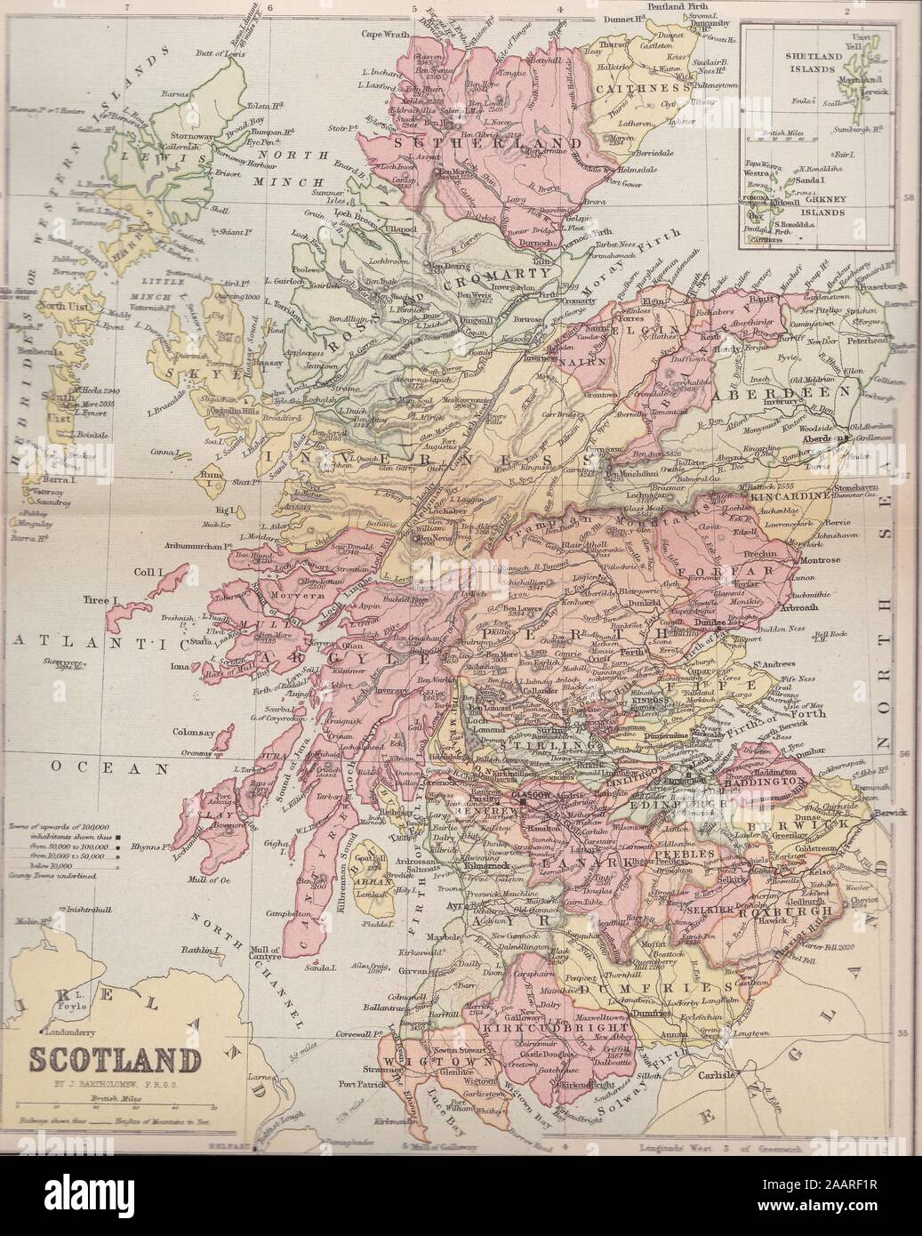 1800s map of Scotland Stock Photo