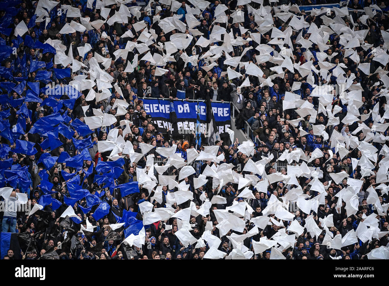 Bergamo, Italy. 01st Jan, 2016. supporters of Atalanta Bergamasca Calcio during the Serie A match between Atalanta and Juventus at Stadio Azzurri d'Italia, Bergamo, Italy on 23 November 2019. Photo by Mattia Ozbot. Editorial use only, license required for commercial use. No use in betting, games or a single club/league/player publications. Credit: UK Sports Pics Ltd/Alamy Live News Stock Photo