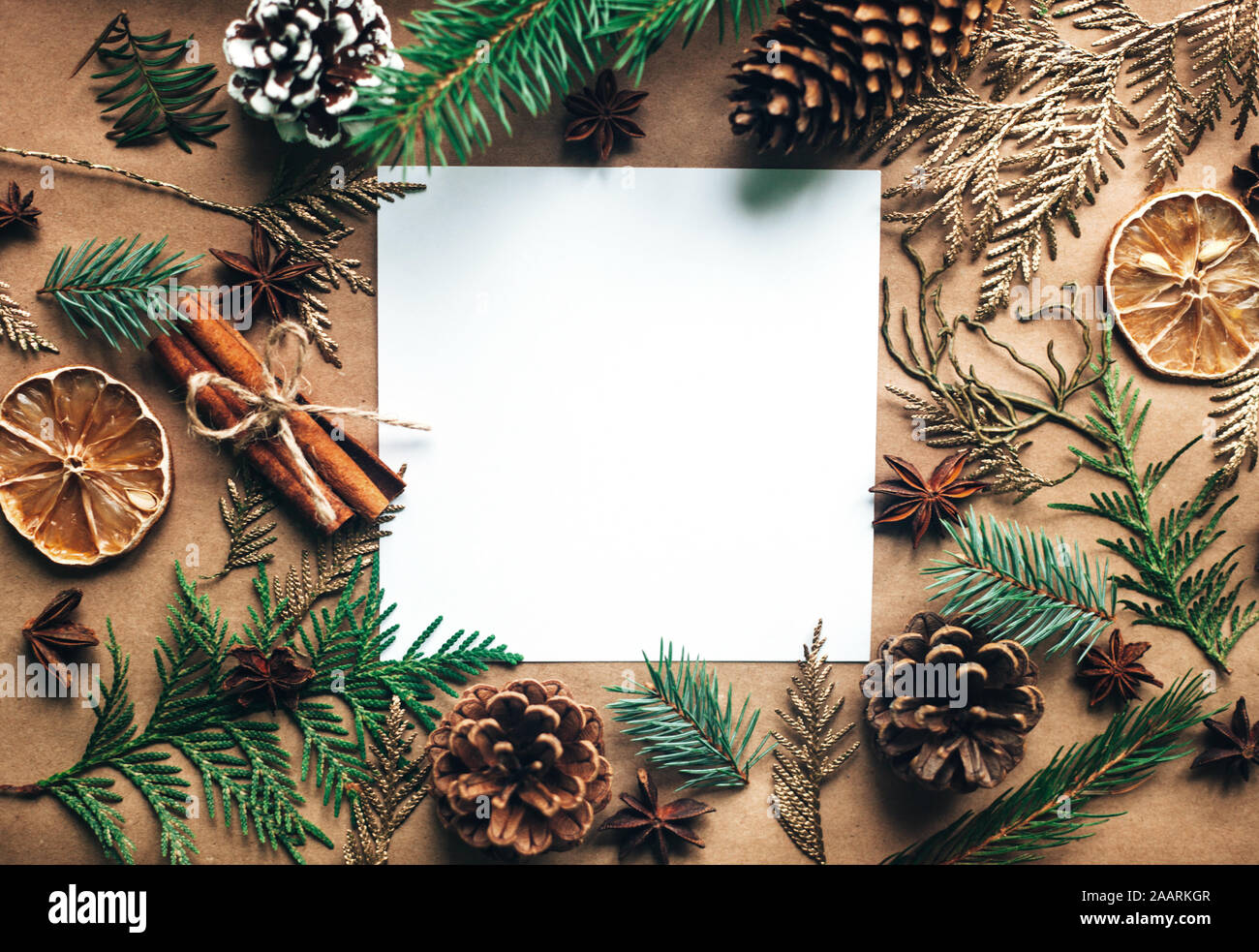 Download Natural Christmas Decorations Made Of Wood And Pinecones Without Plastic Gifts Blank White Paper Sheet Zero Waste Christmas Concept Flat Lay Stock Photo Alamy Yellowimages Mockups