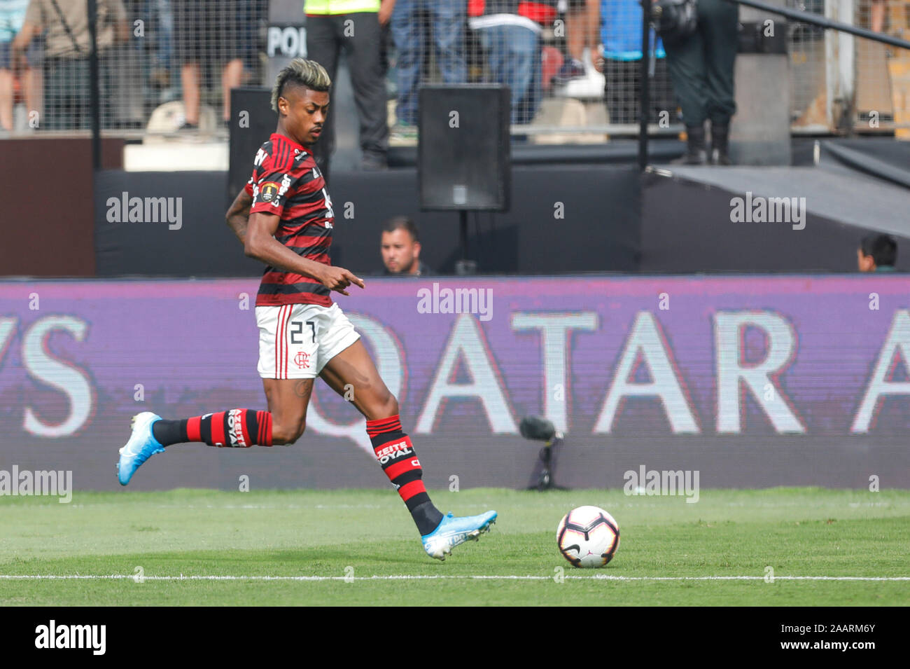 Lima, Peru. 23rd Nov, 2019. Lima, Peru. 23rd Nov, 2019. Bruno Henrique of Flamengo during the 2019 Copa Libertadores Final between Flamengo of Brazil and River Plate of Argentina at Estadio Monumental 'U'  in Lima, Peru on 23 Nov 2019. Credit: SPP Sport Press Photo. /Alamy Live News Credit: SPP Sport Press Photo. /Alamy Live News Stock Photo