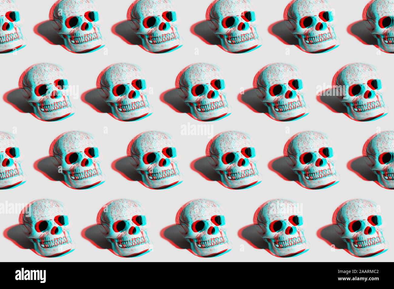 3D skull pattern with shadows on grey background Stock Photo