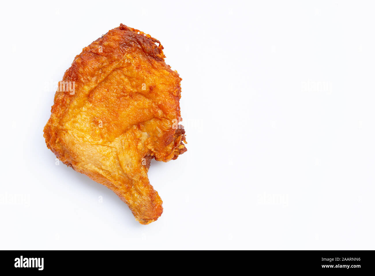 Fried chicken on white background. Copy space Stock Photo