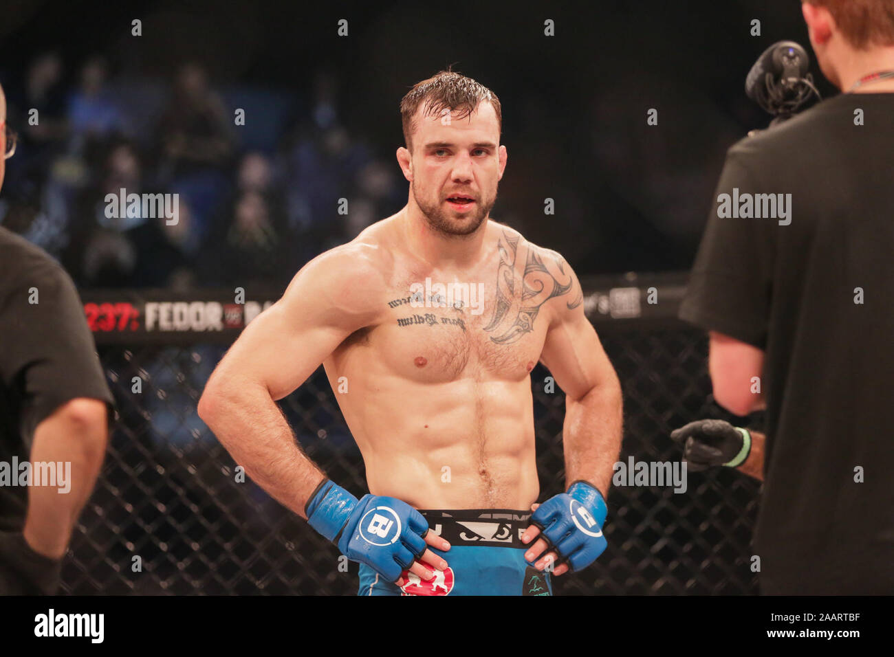 London, UK. 23rd November 2019. Middleweight, Fabian Edwards defeats