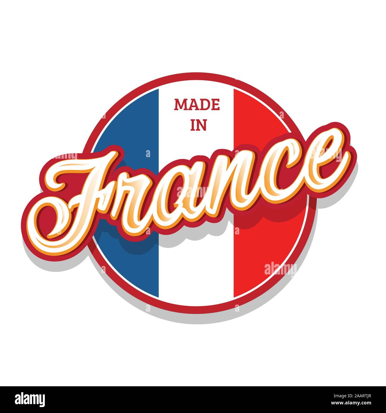 Made in France sign button with flag Stock Vector