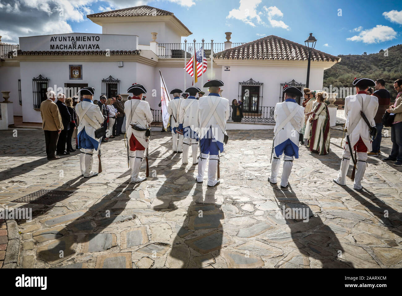 Malaga, Spain. 23rd Nov, 2019. The town council of Macharaviaya has twinned with the city of Galveston (texas) by the figure of Bernardo de GÃ¡lvez that has played such an important role in the history of Spain and the United States Credit: Lorenzo Carnero/ZUMA Wire/Alamy Live News Credit: ZUMA Press, Inc./Alamy Live News Stock Photo