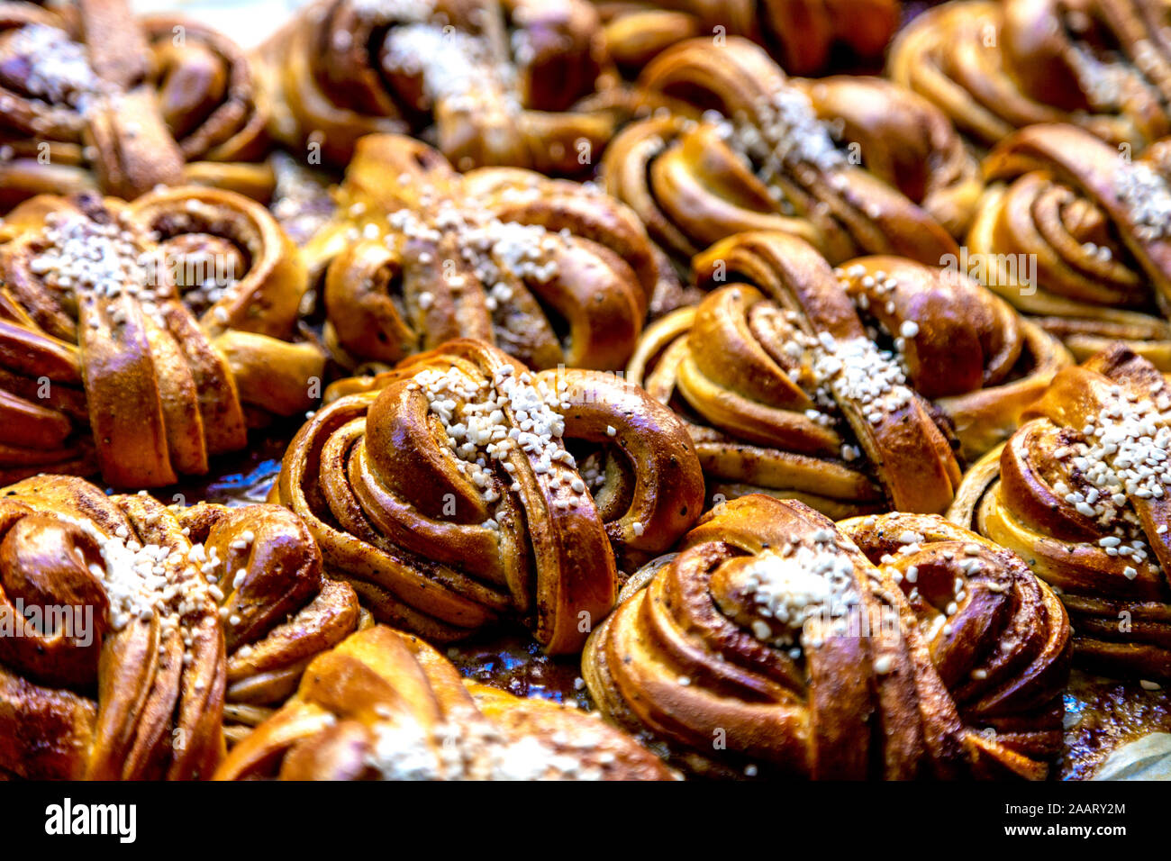 Cinnamon buns at Fabrique, London, UK Stock Photo
