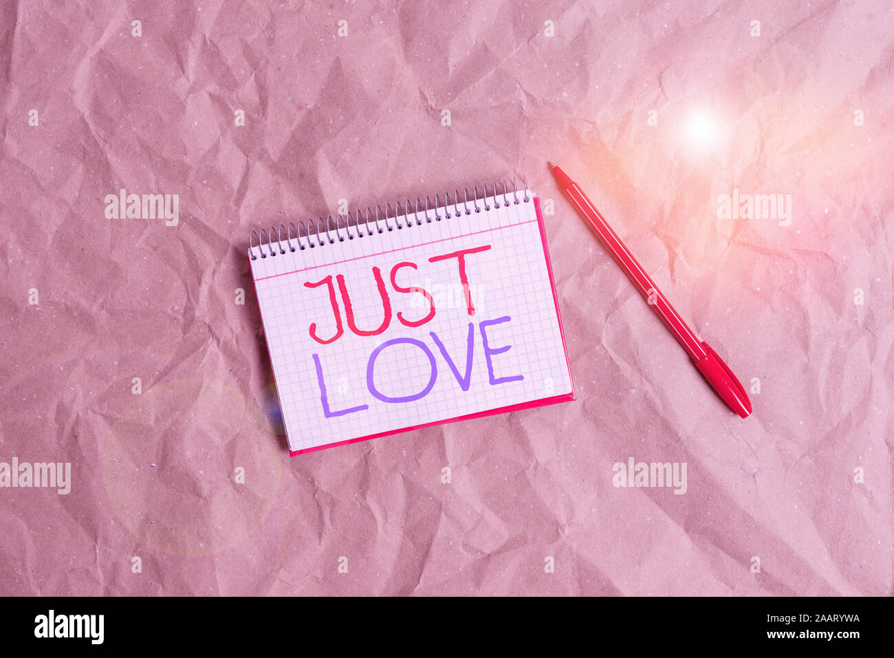 Writing note showing Just Love. Business concept for being interested ...