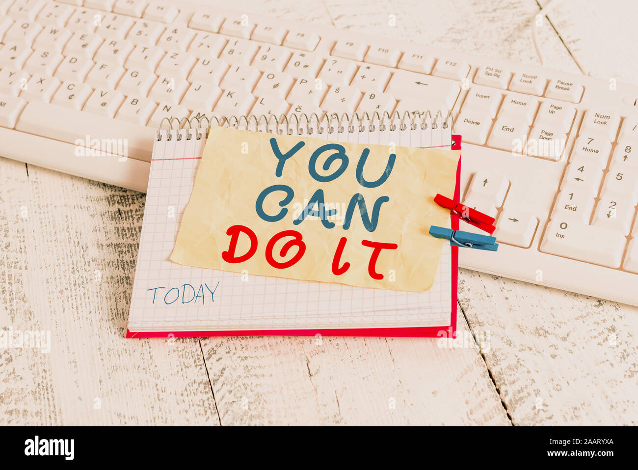 Conceptual Hand Writing Showing You Can Do It Concept Meaning Bring It On Believing To Oneself Give A Try Take The Chance Notebook Reminder Clothespi Stock Photo Alamy