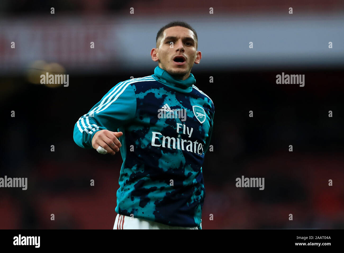 London, UK. 23 November 2019. Lucas Torreira of Arsenal during the Premier League match between Arsenal and Southampton at the Emirates Stadium, London on Saturday 23rd November 2019. (Credit: Leila Coker | MI News) Photograph may only be used for newspaper and/or magazine editorial purposes, license required for commercial use Credit: MI News & Sport /Alamy Live News Stock Photo