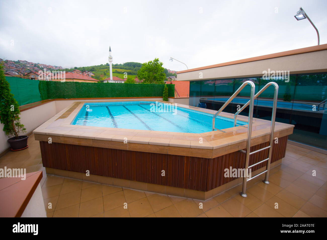 Small Swimming Pool On The Roof Private Modern Villa House Stock Photo Alamy