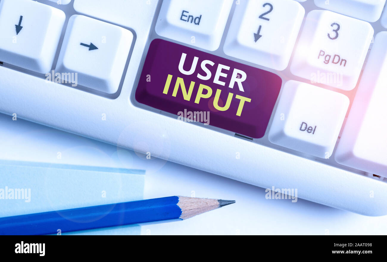 Conceptual hand writing showing User Input. Concept meaning Any ...