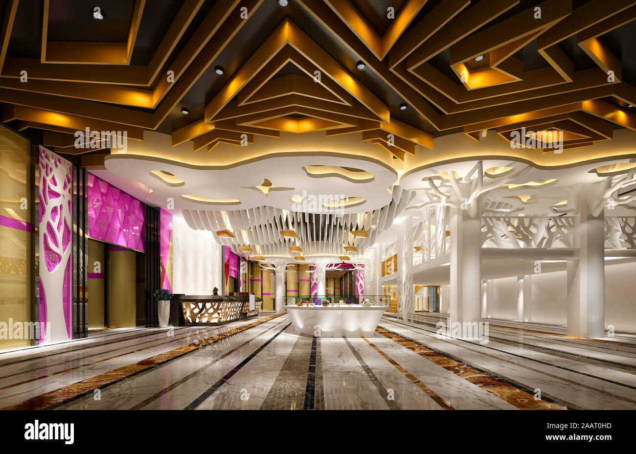 3d render of luxury hotel lobby reception Stock Photo - Alamy