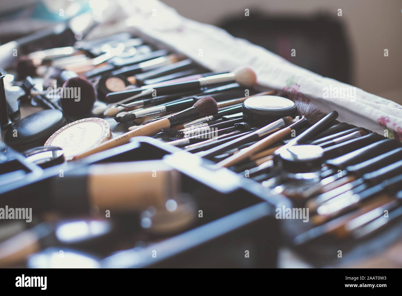 Make up artist's set of tools Stock Photo Alamy