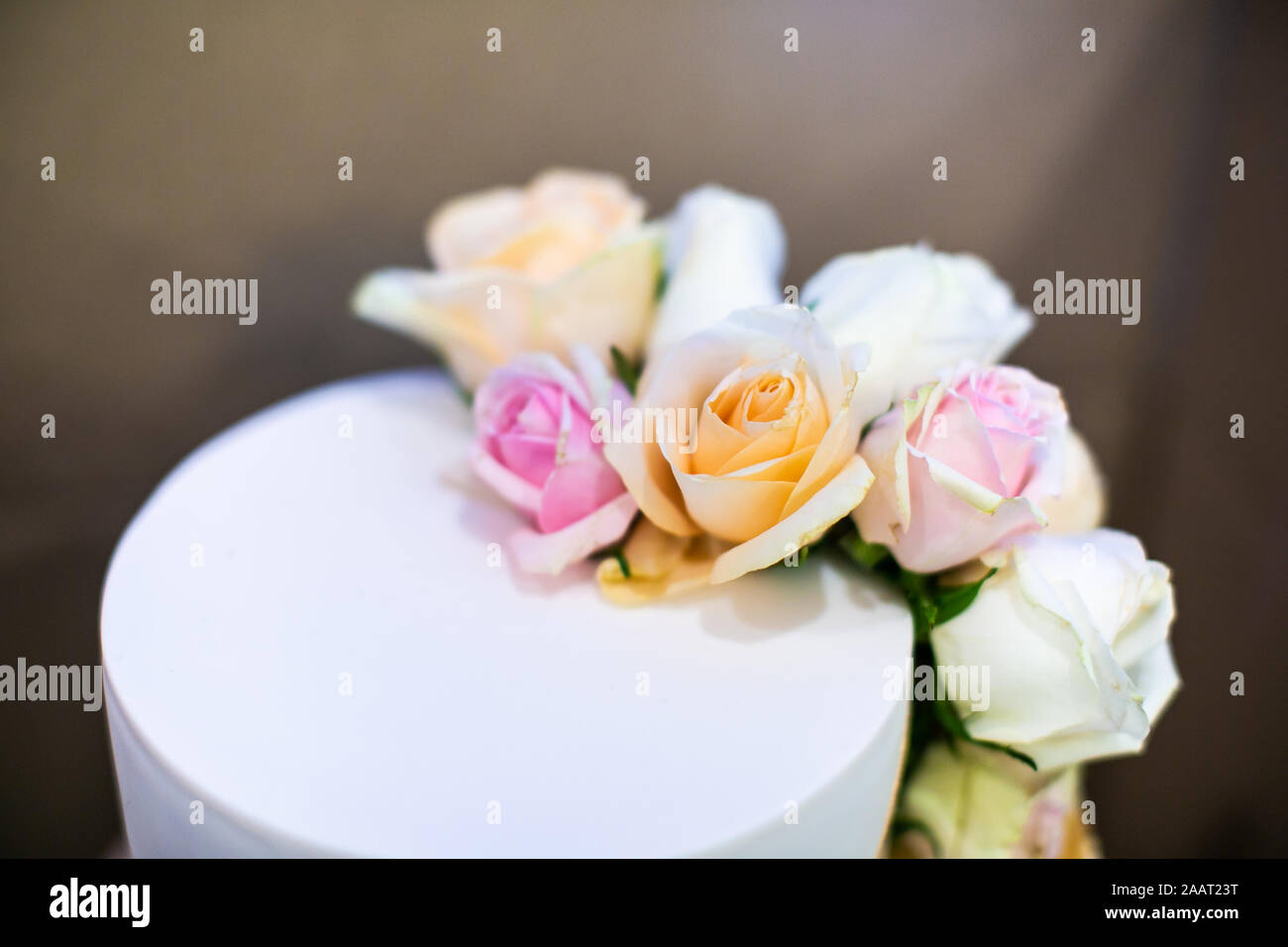 Wedding Cake With Roses On Top Stock Photo 333672076 Alamy