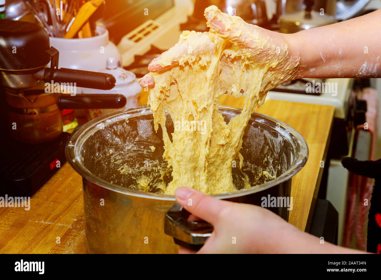 Cooking pie breaking egg dough hi-res stock photography and images - Alamy