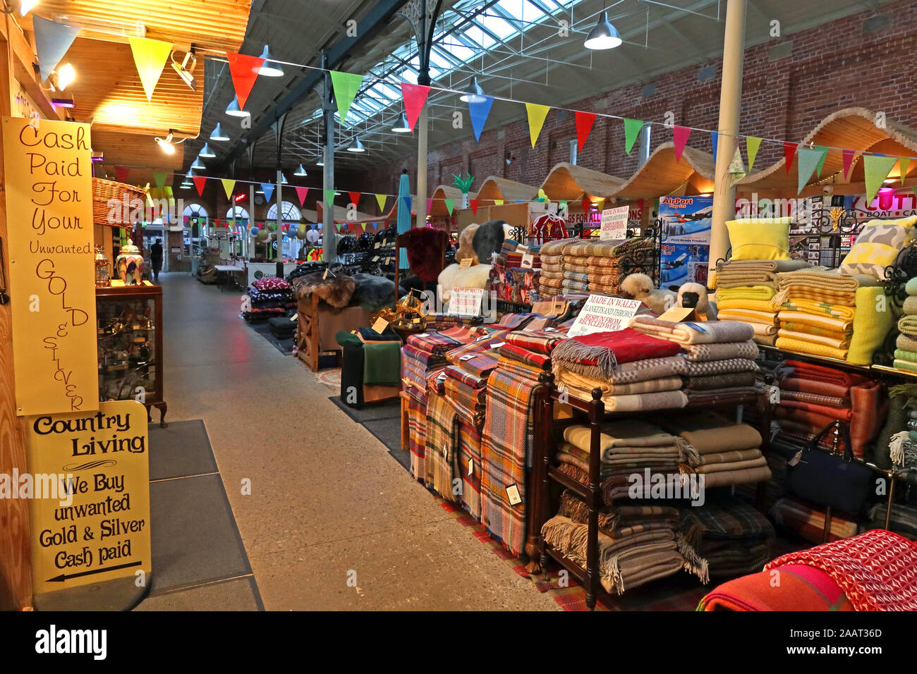 Inside Newtown Market, Market Street, Newtown, Powys, Wales, SY16 2PQ Stock Photo