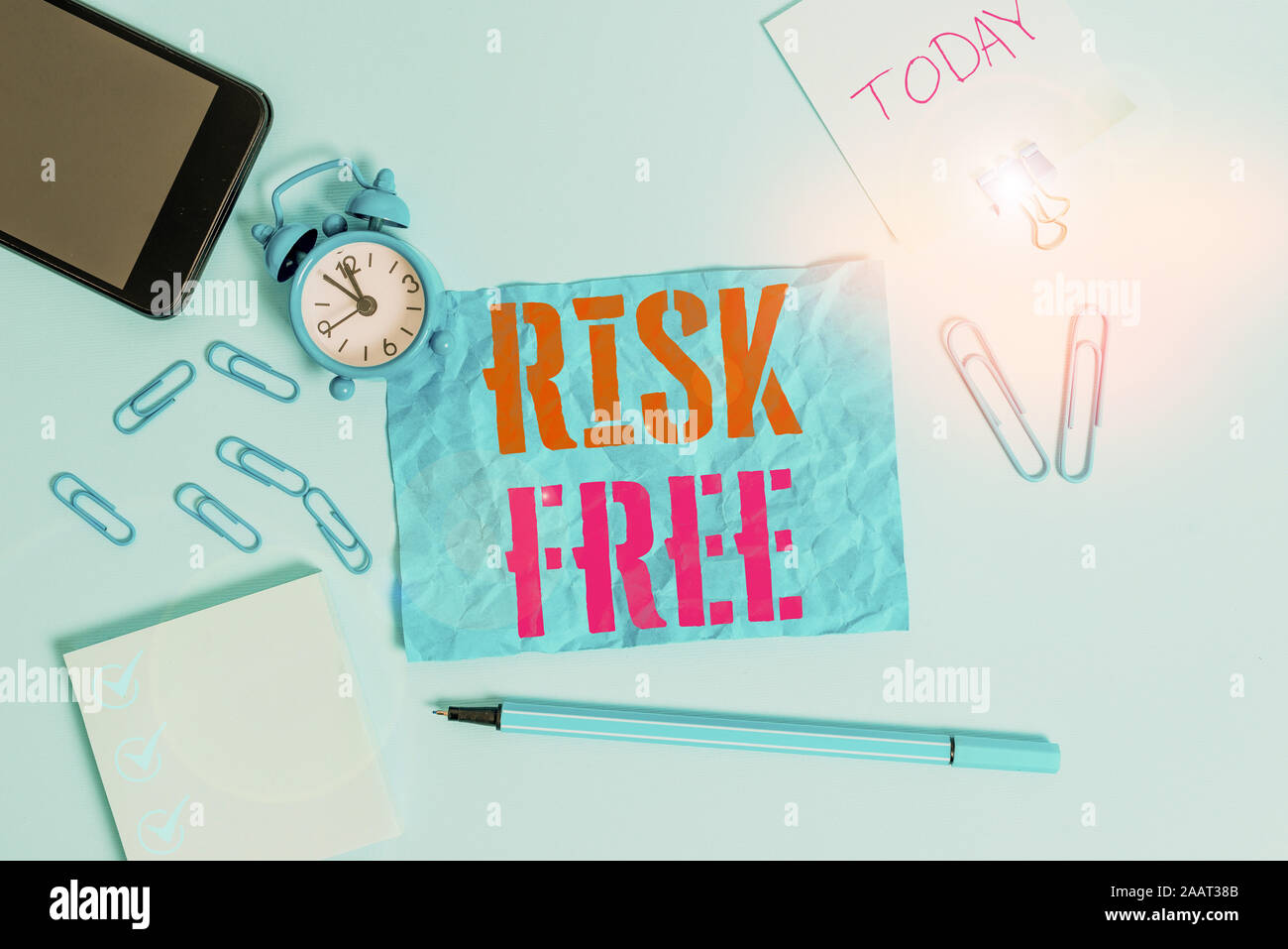 Word writing text Risk Free. Business photo showcasing used to describe