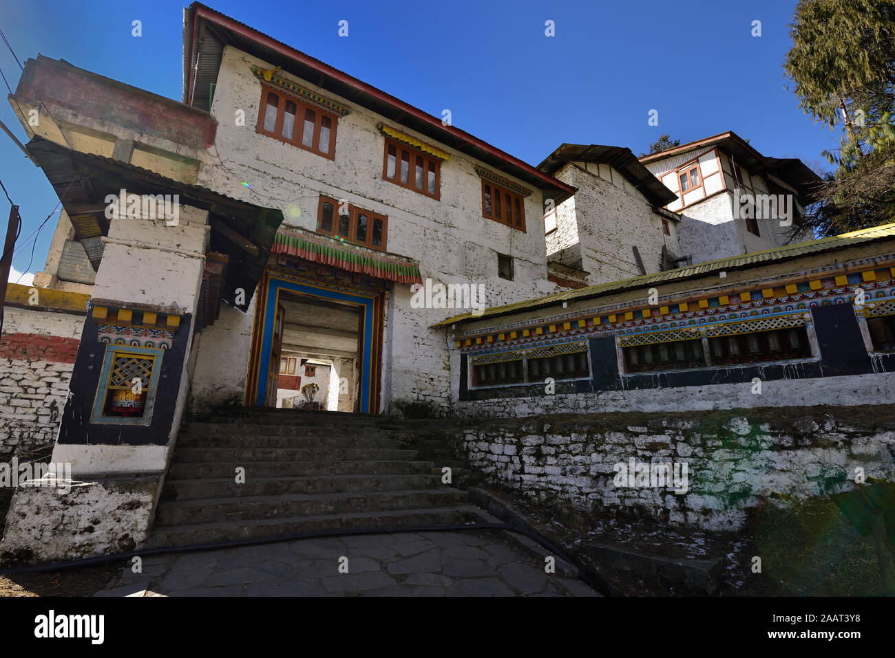 India, Tawang, Arunachal Pradesh, India - The main gate to the Tawang buddhist monastery Stock Photo