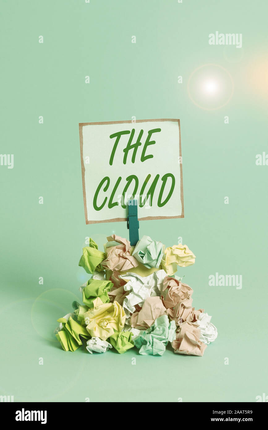 Handwriting text The Cloud. Conceptual photo Programs used in Storing ...
