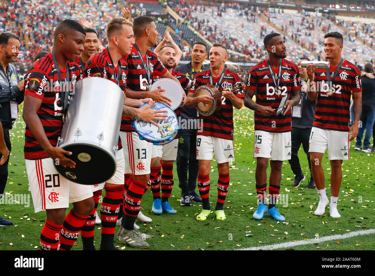 Lima, Peru. 23rd Nov, 2019. Playerscelebrate wins after during the 2019 Copa Libertadores Final between Flamengo of Brazil and River Plate of Argentina at Estadio Monumental 'U'  in Lima, Peru on 23 Nov 2019. Credit: SPP Sport Press Photo. /Alamy Live News Stock Photo