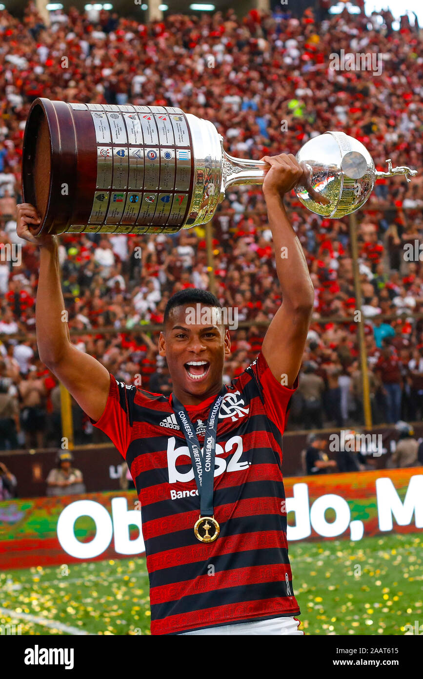 Lima, Peru. 23rd Nov, 2019. Lucas SIlva celebrate wins the 2019 Copa Libertadores Final between Flamengo of Brazil and River Plate of Argentina at Estadio Monumental 'U'  in Lima, Peru on 23 Nov 2019. Credit: SPP Sport Press Photo. /Alamy Live News Stock Photo