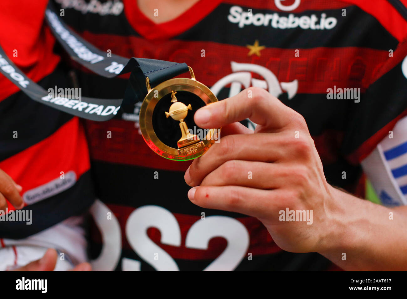 Lima, Peru. 23rd Nov, 2019. Medal of Champions  2019 Copa Libertadores Final between Flamengo of Brazil and River Plate of Argentina at Estadio Monumental 'U'  in Lima, Peru on 23 Nov 2019. Credit: SPP Sport Press Photo. /Alamy Live News Stock Photo