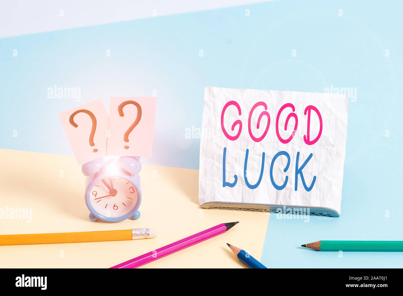 Writing note showing Good Luck. Business concept for wish positive ...