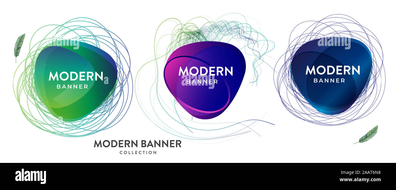 Set Of Colorful Round Abstract Banners Shape Graphic Overlay