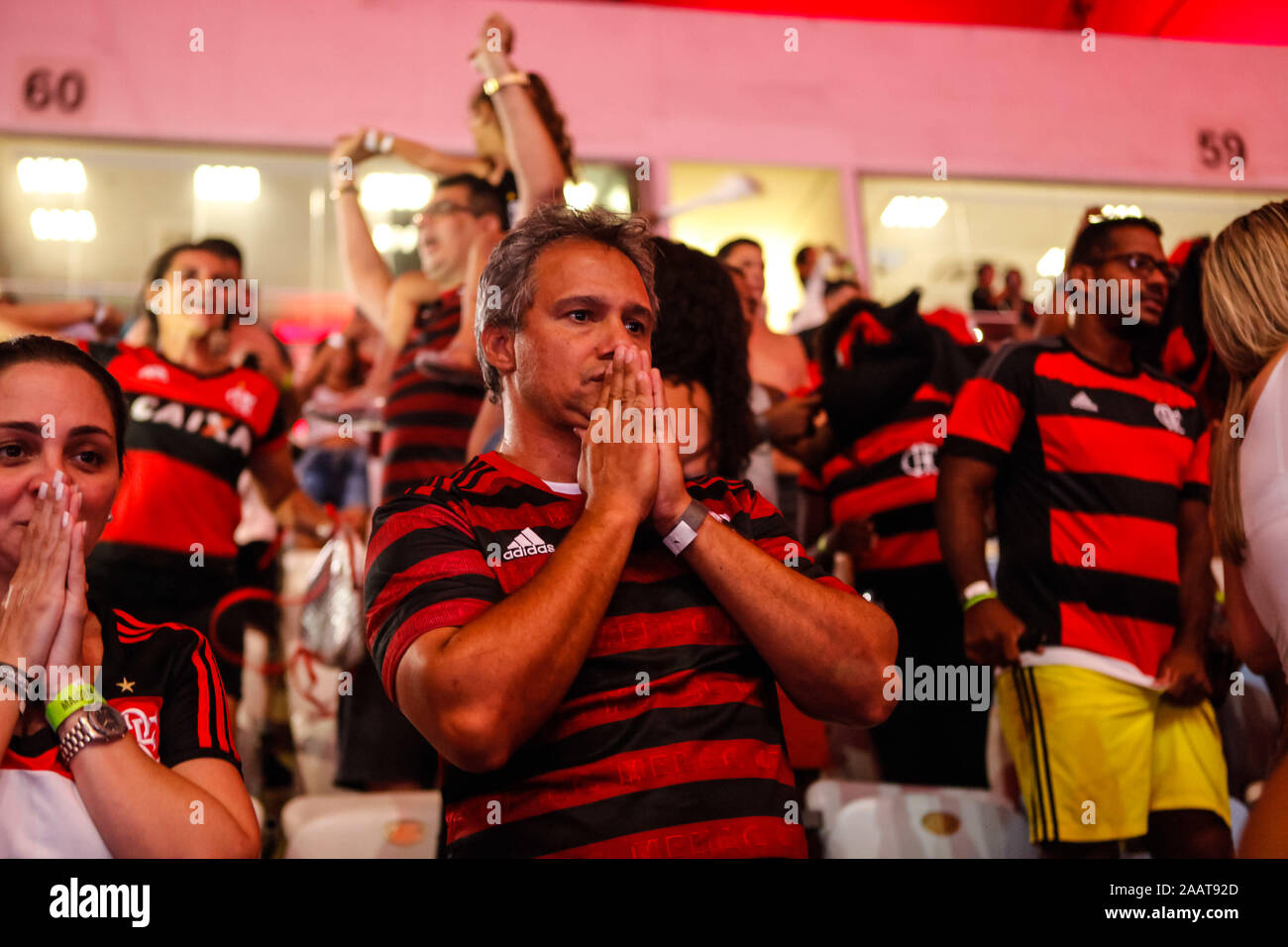 Rio De Janeiro, Brazil. 23rd Nov, 2019. Supporters crowded the Maracana stadium on Saturday (23) at the 2019 Final Fun Fest Libertadores to watch the Copa Libertadores of America final between Flamengo and River Plate. The event also features performances by Buchecha, DJ Marlboro, Ivo Meirelles and Ludmilla. Credit: Lorando Labbe/FotoArena/Alamy Live News Stock Photo