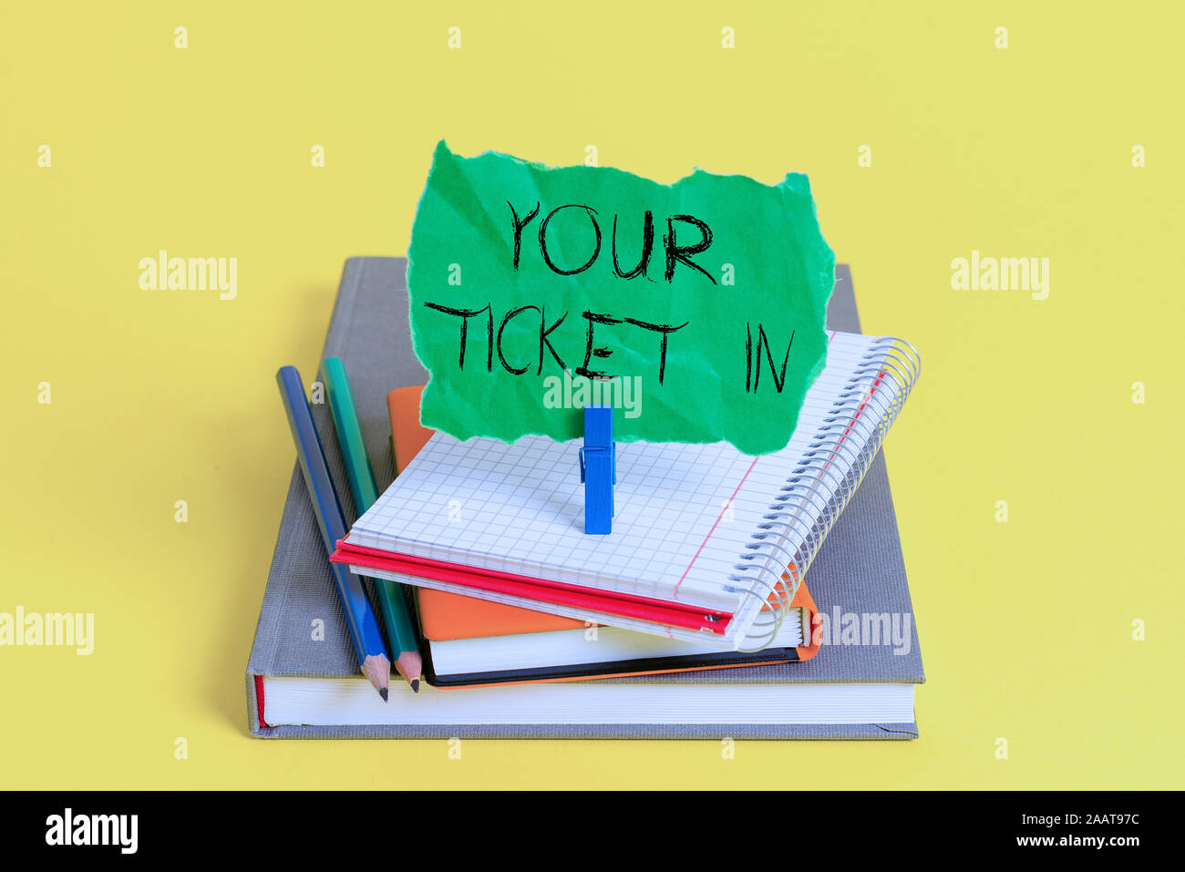 Text sign showing Your Ticket In. Business photo showcasing piece of ...