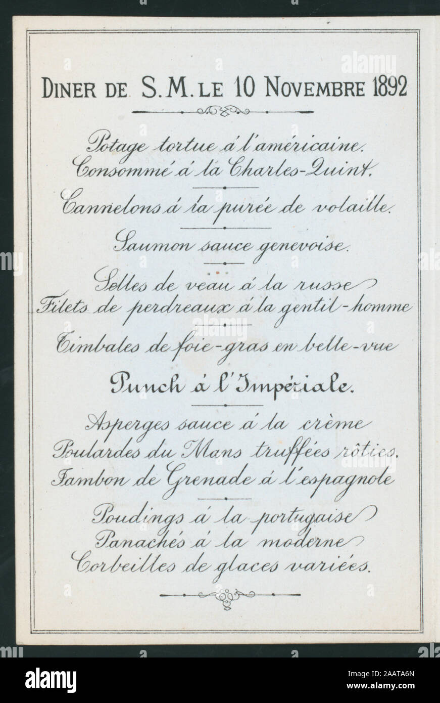 Dinner To The Queen Regent Of Spain Marie Christine Held By Diner De Sm At Madrid Spain Hotel Menu In French Separate List Of Wines Musical Program Listed Dinner To The Queen Regent Of Spain Marie Christine Dinner To The Queen Regent Of Spain Marie Christine Held By Diner De Sm At Madrid Spain Hotel Menu In French Separate List Of Wines Musical Program Listed Dinner To The Queen Regent Of Spain Marie Christine