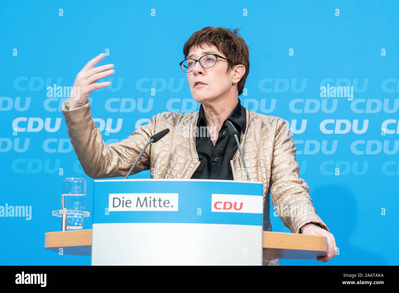 Annegret Kramp-Karrenbauer speaking on 28th October 2018 during a CDU press conference in Berlin Stock Photo