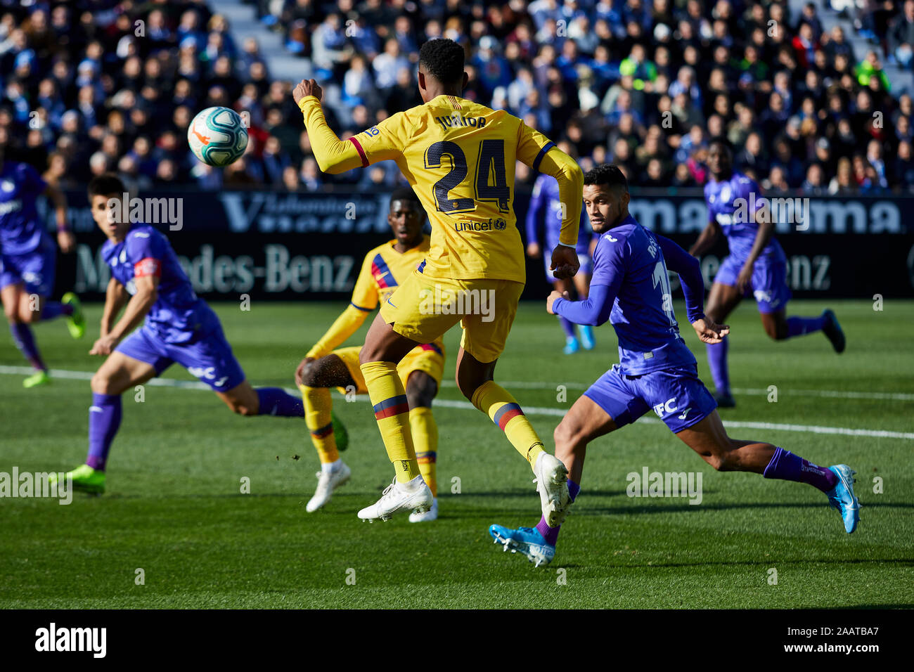 Leganes, Spain. 23rd Nov, 2019. Junior Firpo of FC Barcelona seen in action during the La Liga match between CD Leganes and FC Barcelona at Butarque Stadium in Leganes.(Final score; CD Leganes 1:2 FC Barcelona) Credit: SOPA Images Limited/Alamy Live News Stock Photo