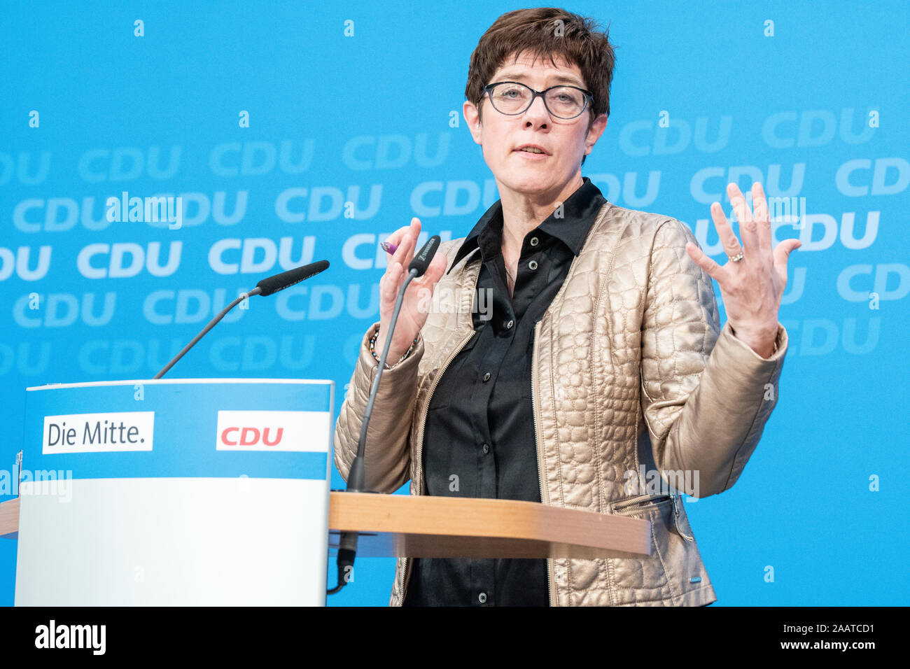 Annegret Kramp-Karrenbauer speaking on 28th October 2018 during a CDU press conference in Berlin Stock Photo