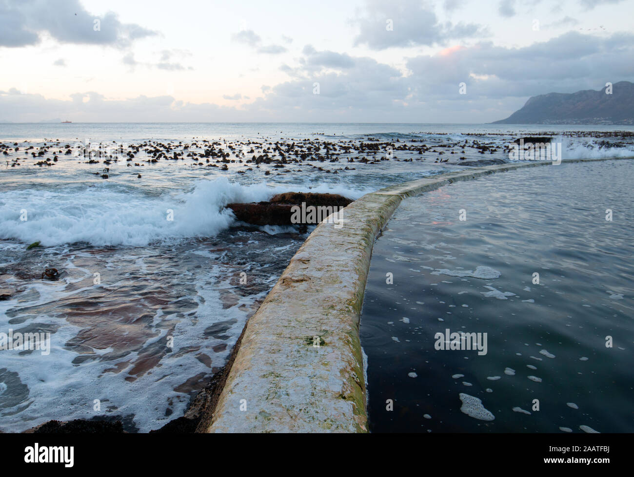 Sunrise over Dale Brook Tidal Swim Pool in Cape Town South Africa SA Stock Photo
