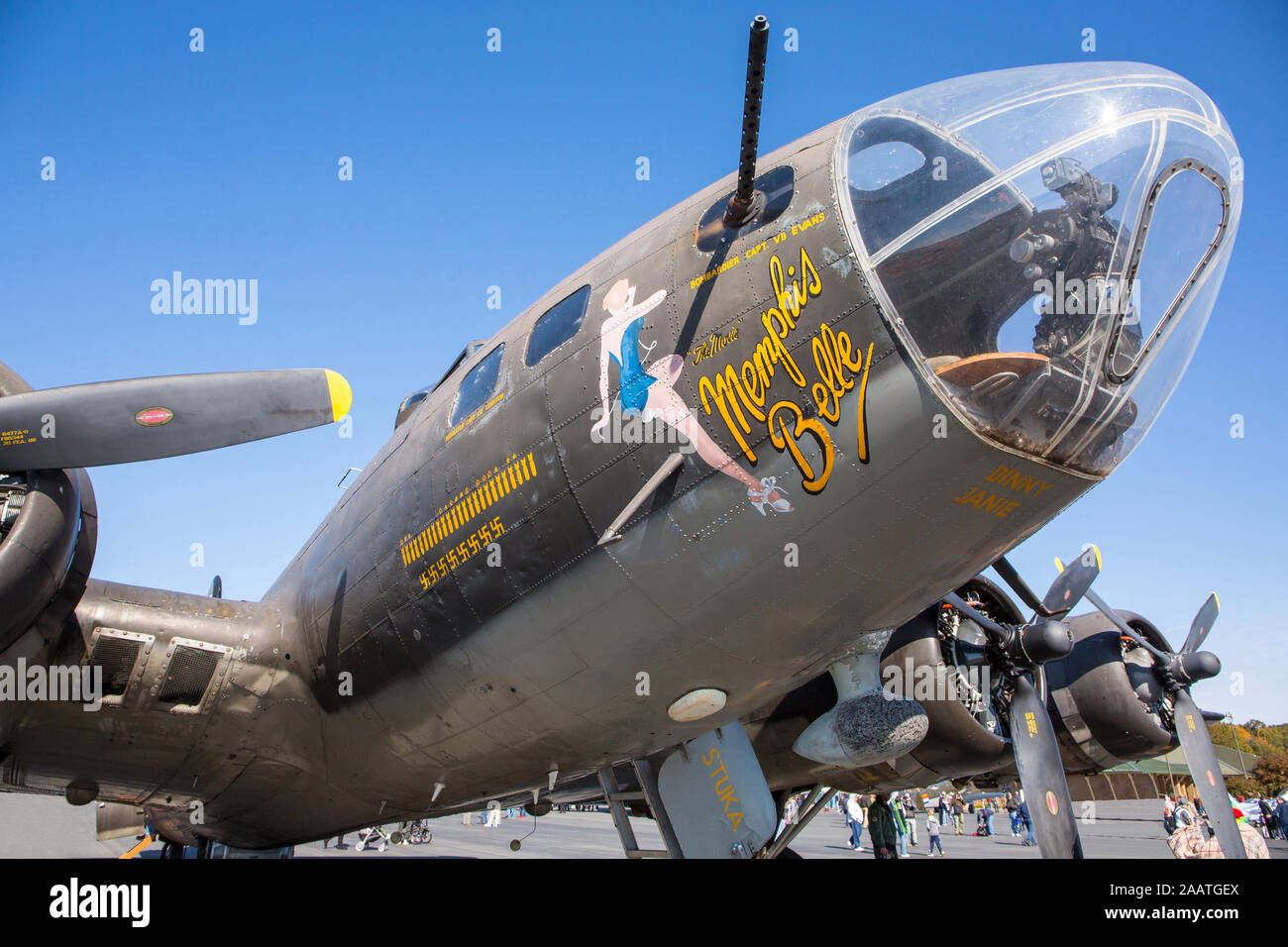 MONROE, NC (USA) - November 9, 2019:  A B-17 bomber used in the filming of the movie 'Memphis Belle' on display at the Warbirds Over Monroe Air Show. Stock Photo
