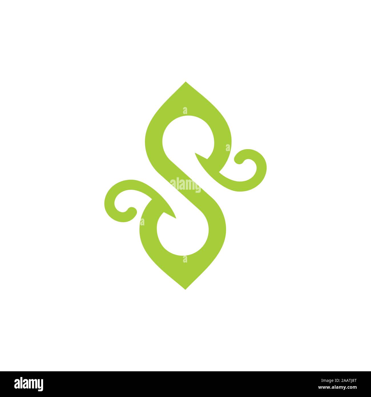 letter s curves green leaf logo vector Stock Vector