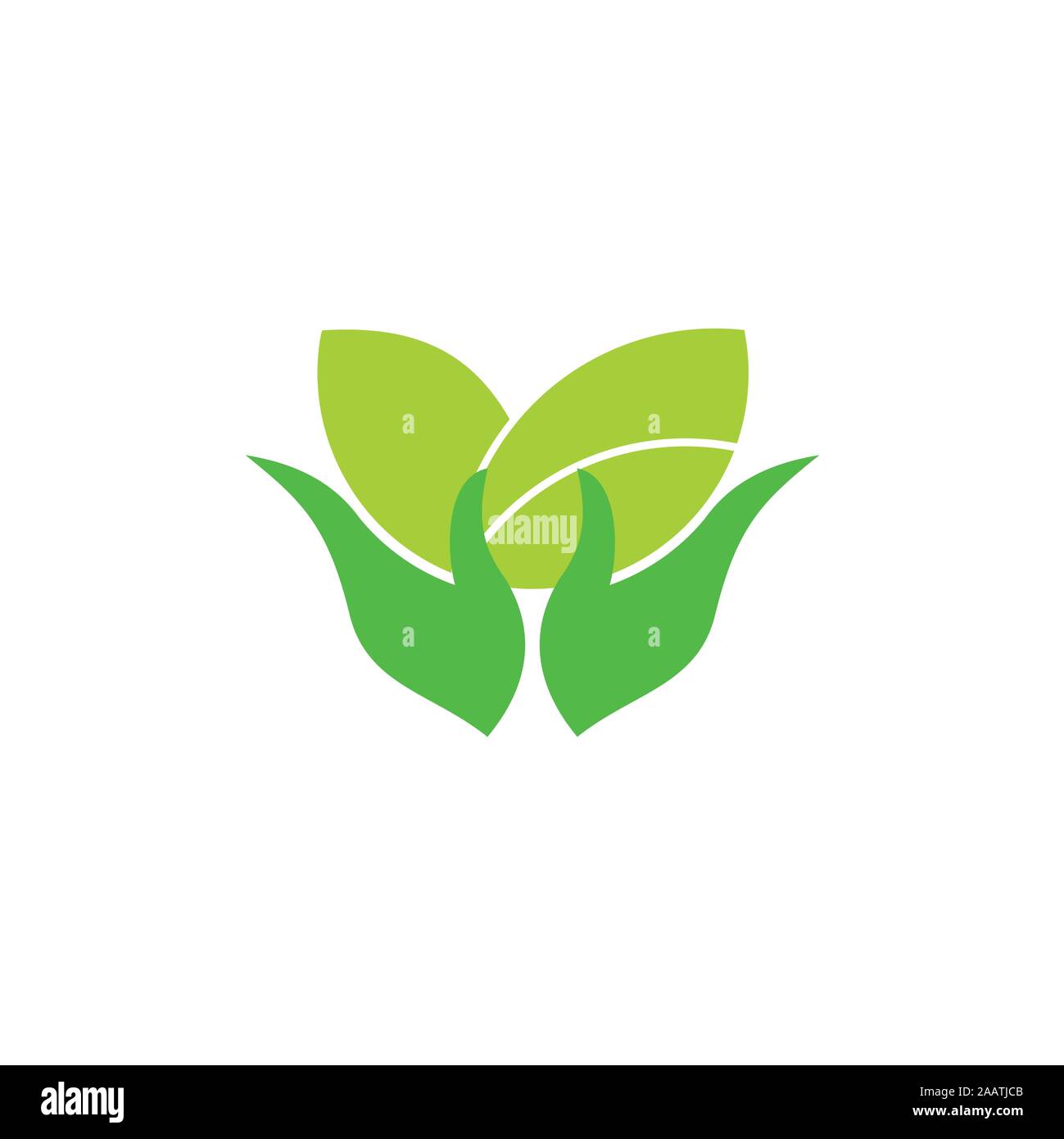 simple geometric hand hold leaf plant circle logo vector Stock Vector