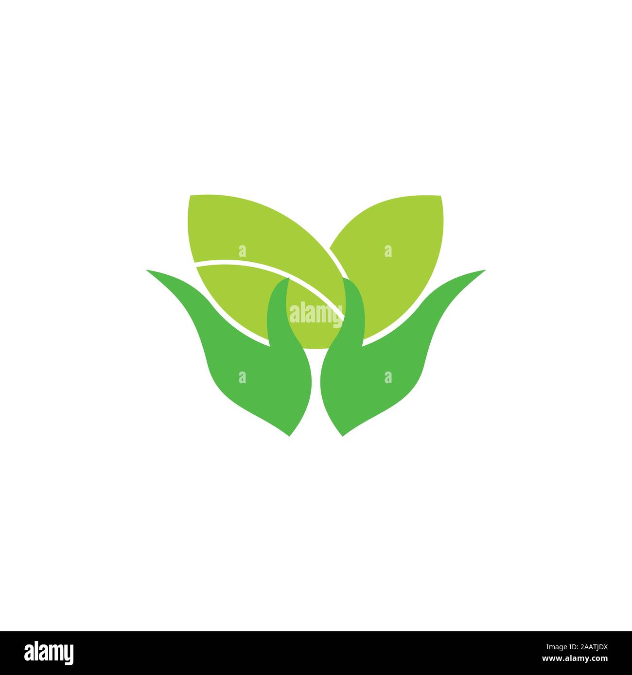 simple geometric hand hold leaf plant circle logo vector Stock Vector